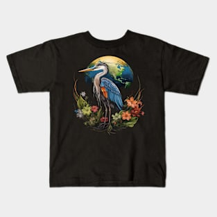 Heron Earth Day Kids T-Shirt